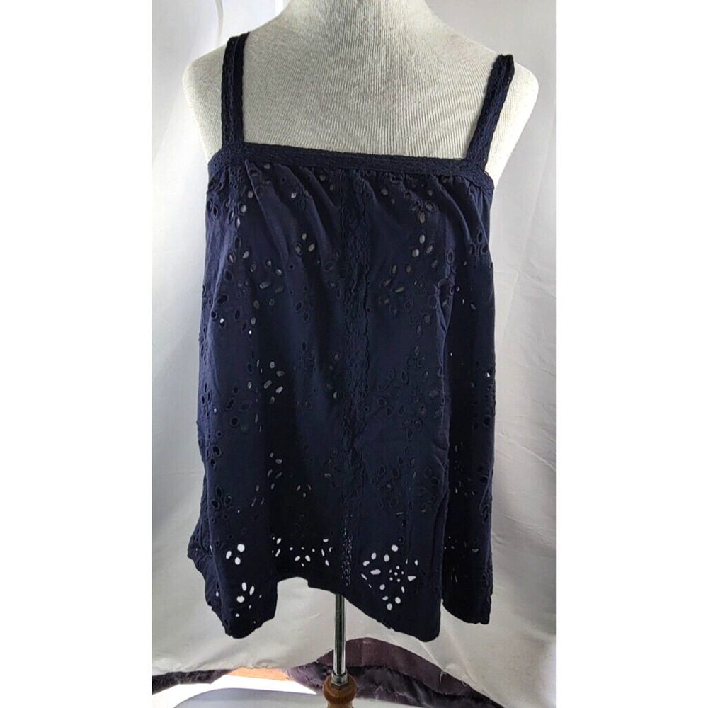 Urban Outfitters Womens Small Navy See Thru Floral Cutout Open Back Tank Top NEW